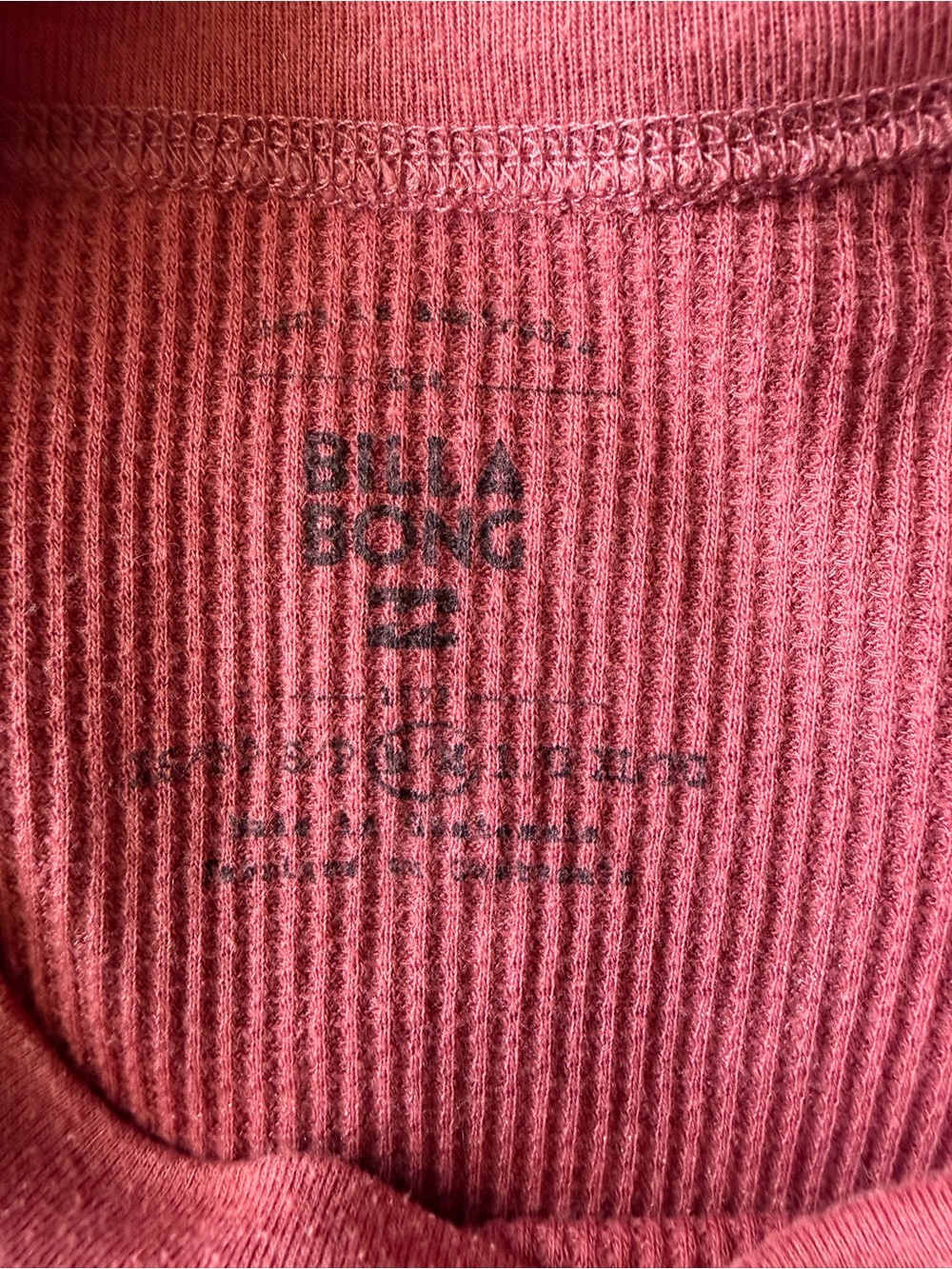 Billabong Surf Girl Waffle Knit Crop Thermal Beach Coastal Grunge M - Picture 3 of 4